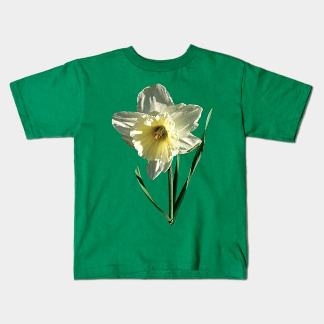 Daffodils - White Daffodil Kids T-Shirt by SusanSavad